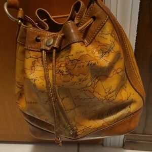 Vintage Alviero Martini Map Print Bucket Bag